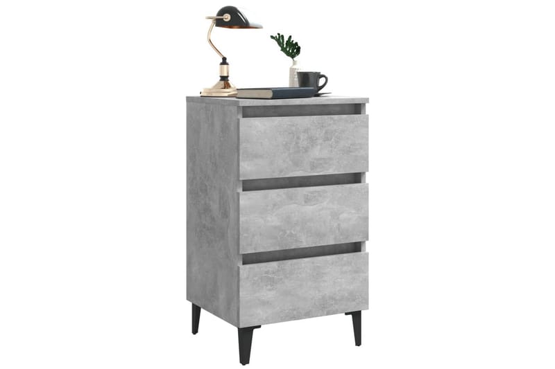 Sängbord med metallben 2 st betonggrå 40x35x69 cm - Grå - Möbler - Bord & matgrupper - Avlastningsbord - Sängbord & nattduksbord