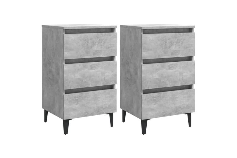 Sängbord med metallben 2 st betonggrå 40x35x69 cm - Grå - Möbler - Bord & matgrupper - Avlastningsbord - Sängbord & nattduksbord