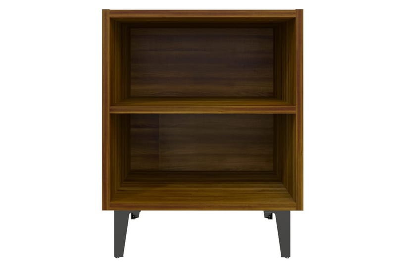 Sängbord med metallben 2 st brun ek 40x30x50 cm - Brun - Möbler - Bord & matgrupper - Avlastningsbord - Sängbord & nattduksbord