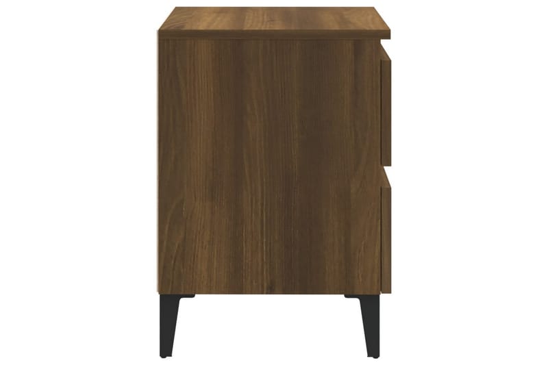 Sängbord med metallben 2 st brun ek 40x35x50 cm - Brun - Sängbord & nattduksbord