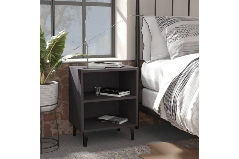 Sängbord med metallben 2 st grå 40x30x50 cm - Grå - Sängbord & nattduksbord