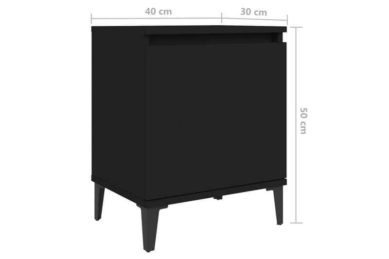 Sängbord med metallben 2 st svart 40x30x50 cm - Svart - Möbler - Bord & matgrupper - Avlastningsbord - Sängbord & nattduksbord