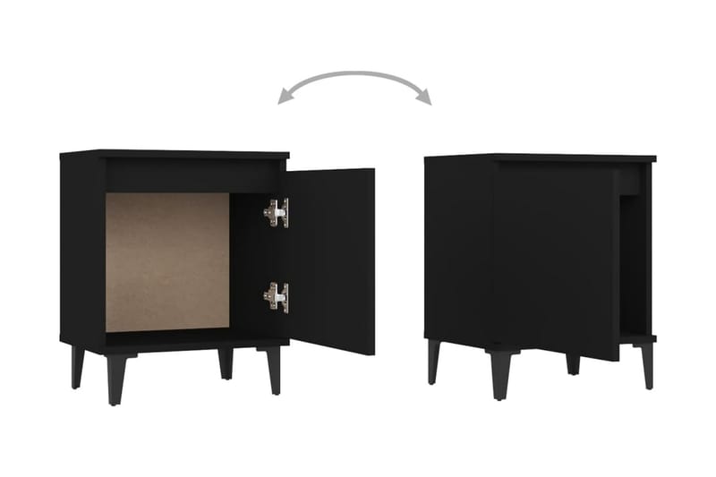 Sängbord med metallben 2 st svart 40x30x50 cm - Svart - Möbler - Bord & matgrupper - Avlastningsbord - Sängbord & nattduksbord