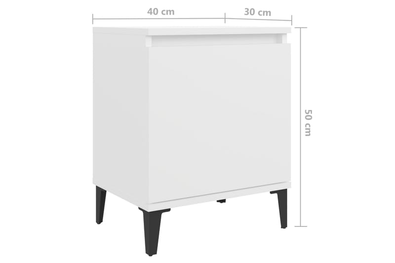 Sängbord med metallben 2 st vit 40x30x50 cm - Vit - Sängbord & nattduksbord