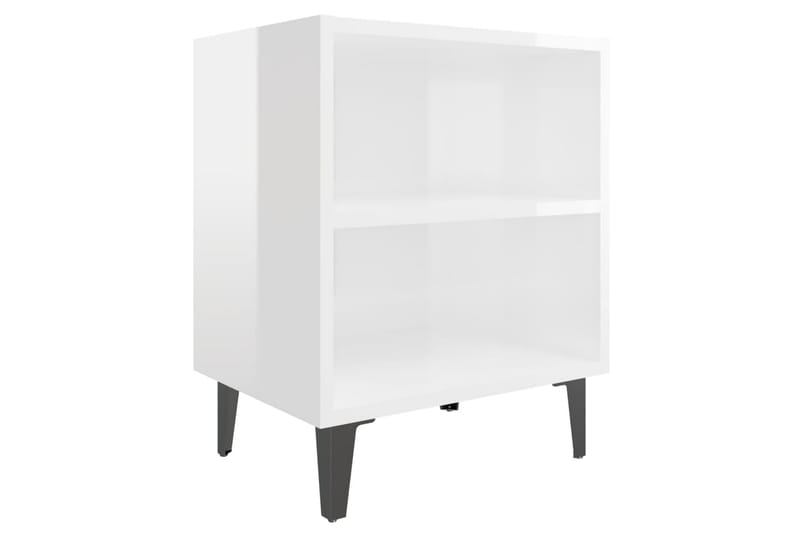 Sängbord med metallben 2 st vit högglans 40x30x50 cm - Vit - Möbler - Bord & matgrupper - Avlastningsbord - Sängbord & nattduksbord