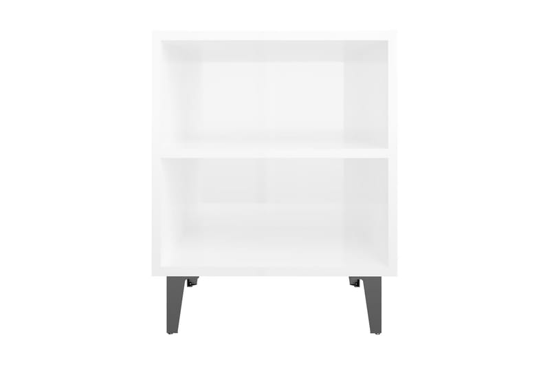 Sängbord med metallben 2 st vit högglans 40x30x50 cm - Vit - Möbler - Bord & matgrupper - Avlastningsbord - Sängbord & nattduksbord