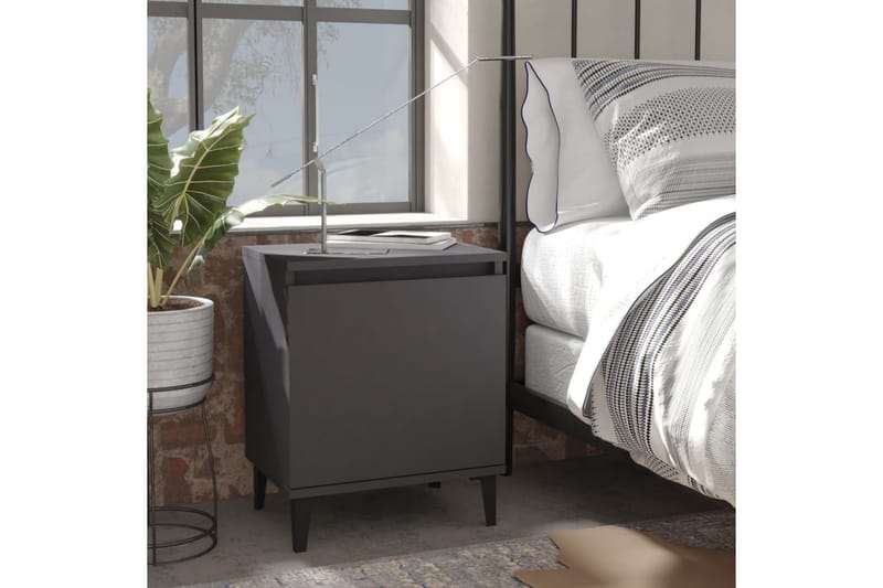 Sängbord med metallben grå 40x30x50 cm - Grå - Sängbord & nattduksbord