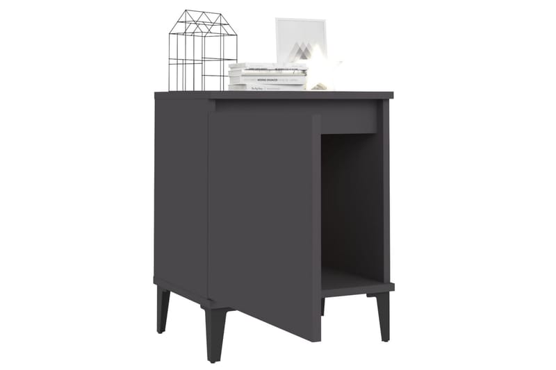Sängbord med metallben grå 40x30x50 cm - Grå - Sängbord & nattduksbord