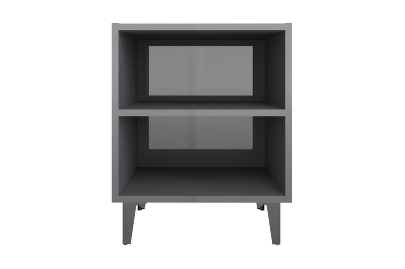 Sängbord med metallben grå högglans 40x30x50 cm - Grå - Möbler - Bord & matgrupper - Avlastningsbord - Sängbord & nattduksbord