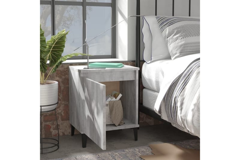 Sängbord med metallben grå sonoma 40x30x50 cm - Grå - Sängbord & nattduksbord