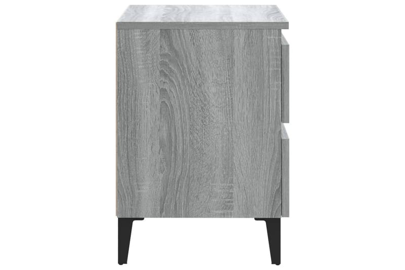 Sängbord med metallben grå sonoma 40x35x50 cm - Grå - Sängbord & nattduksbord