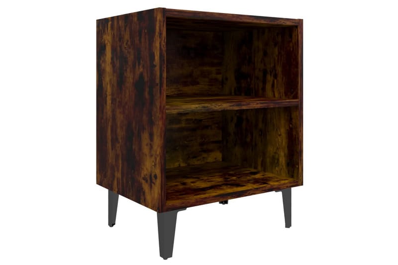 Sängbord med metallben rökfärgad ek 40x30x50 cm - Brun - Möbler - Bord & matgrupper - Avlastningsbord - Sängbord & nattduksbord