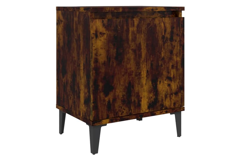 Sängbord med metallben rökfärgad ek 40x30x50 cm - Brun - Möbler - Bord & matgrupper - Avlastningsbord - Sängbord & nattduksbord