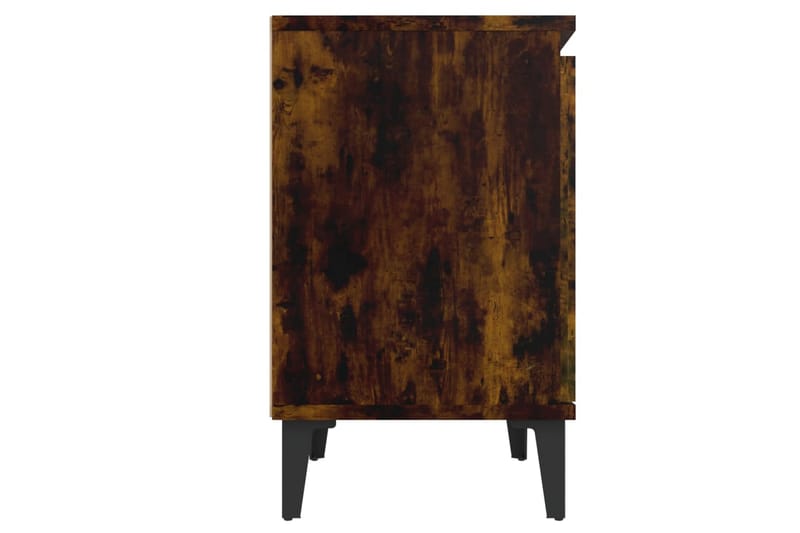 Sängbord med metallben rökfärgad ek 40x30x50 cm - Brun - Möbler - Bord & matgrupper - Avlastningsbord - Sängbord & nattduksbord