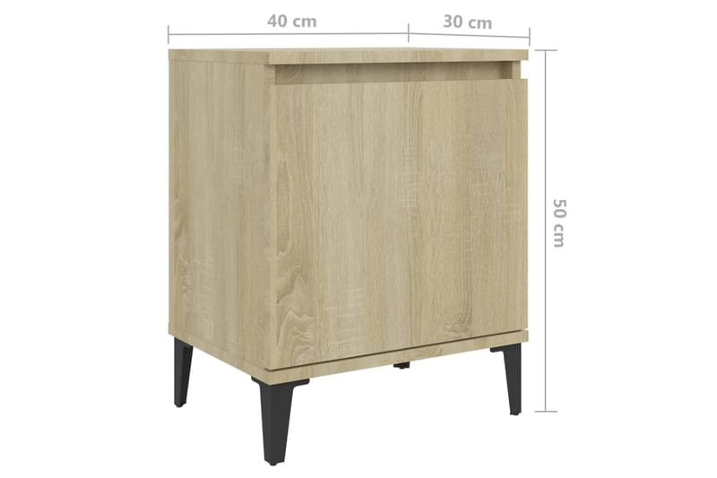 Sängbord med metallben sonoma-ek 40x30x50 cm - Brun - Möbler - Bord & matgrupper - Avlastningsbord - Sängbord & nattduksbord
