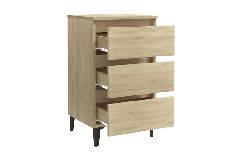 Sängbord med metallben sonoma-ek 40x35x69 cm - Brun - Möbler - Bord & matgrupper - Avlastningsbord - Sängbord & nattduksbord