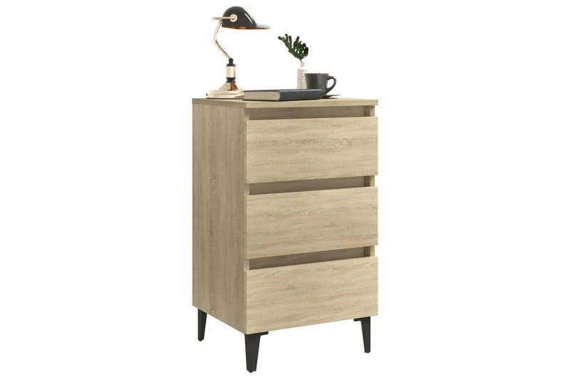 Sängbord med metallben sonoma-ek 40x35x69 cm - Brun - Möbler - Bord & matgrupper - Avlastningsbord - Sängbord & nattduksbord