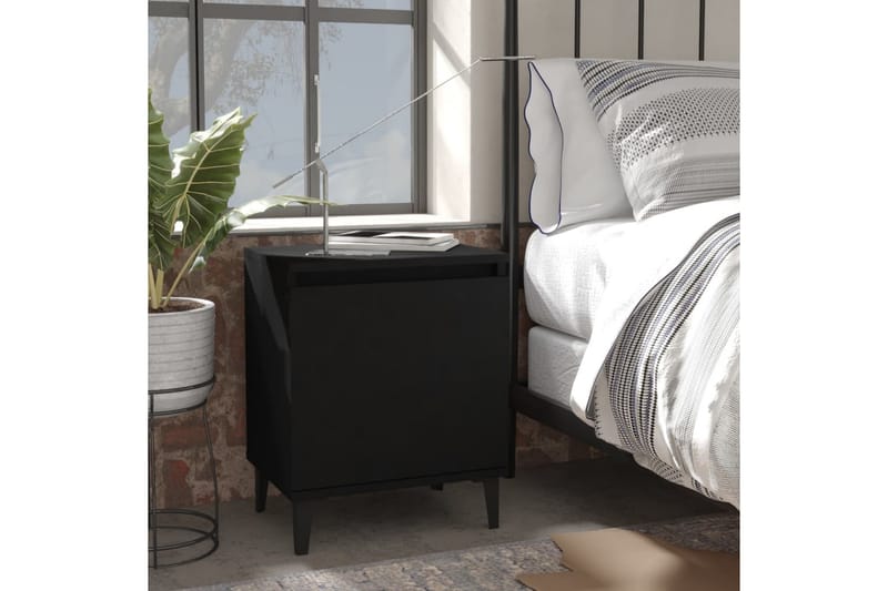 Sängbord med metallben svart 40x30x50 cm - Svart - Sängbord & nattduksbord