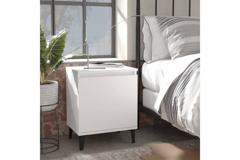 Sängbord med metallben vit 40x30x50 cm - Vit - Sängbord & nattduksbord