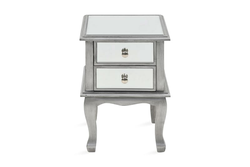 Sängbord med spegel MDF och glas 34,5x30x50 cm - Silver - Möbler - Bord & matgrupper - Avlastningsbord - Sängbord & nattduksbord