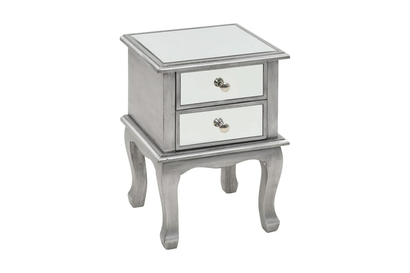 Sängbord med spegel MDF och glas 34,5x30x50 cm - Silver - Möbler - Bord & matgrupper - Avlastningsbord - Sängbord & nattduksbord