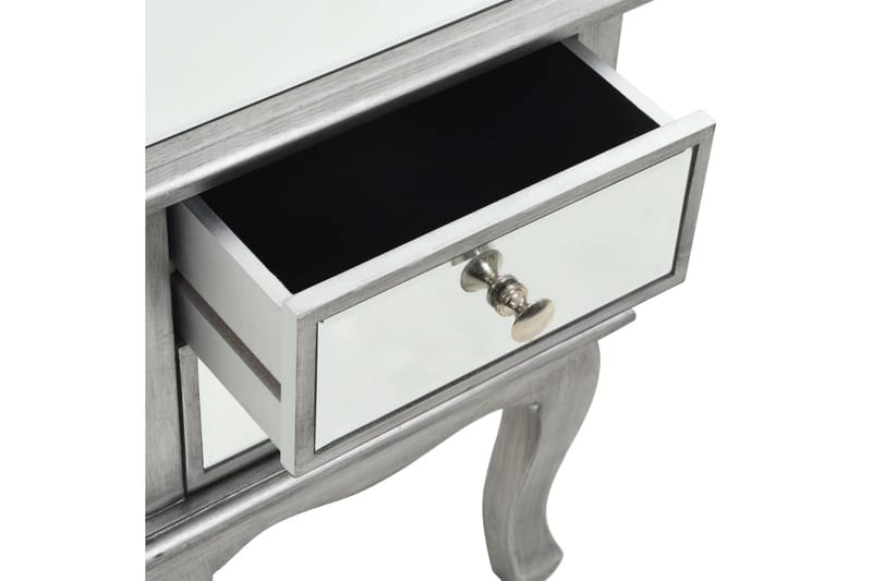 Sängbord med spegel MDF och glas 34,5x30x50 cm - Silver - Möbler - Bord & matgrupper - Avlastningsbord - Sängbord & nattduksbord