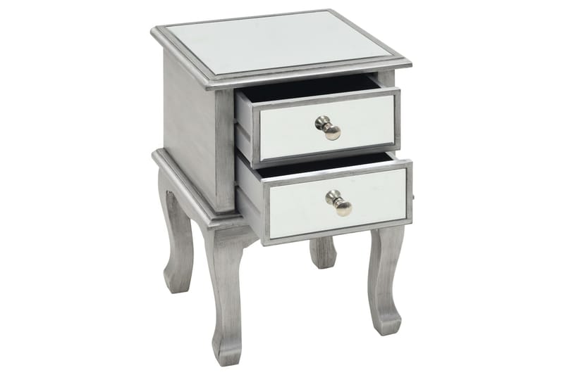 Sängbord med spegel MDF och glas 34,5x30x50 cm - Silver - Möbler - Bord & matgrupper - Avlastningsbord - Sängbord & nattduksbord