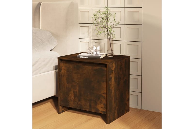 Sängbord rökfärgad ek 45x34x44,5 cm spånskiva - Brun - Möbler - Bord & matgrupper - Avlastningsbord - Sängbord & nattduksbord