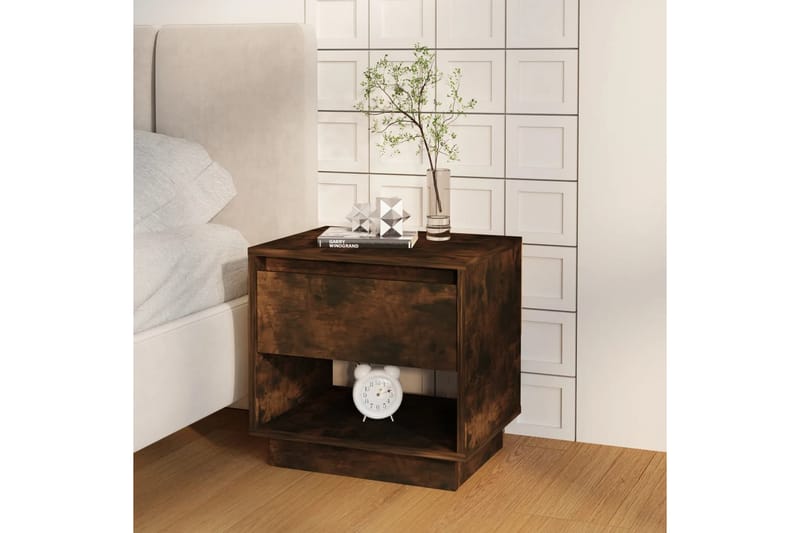 Sängbord rökfärgad ek 45x34x44 cm spånskiva - Brun - Möbler - Bord & matgrupper - Avlastningsbord - Sängbord & nattduksbord