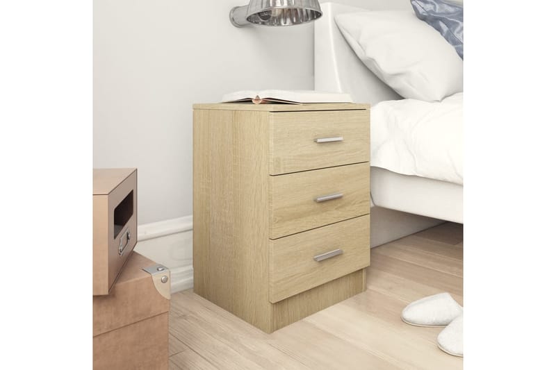 Sängbord sonoma ek 38x35x56 cm spånskiva - Brun - Möbler - Bord & matgrupper - Avlastningsbord - Sängbord & nattduksbord