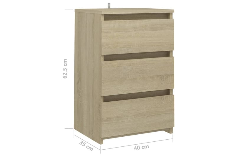 Sängbord sonoma-ek 40x35x62,5 cm spånskiva - Brun - Möbler - Bord & matgrupper - Avlastningsbord - Sängbord & nattduksbord