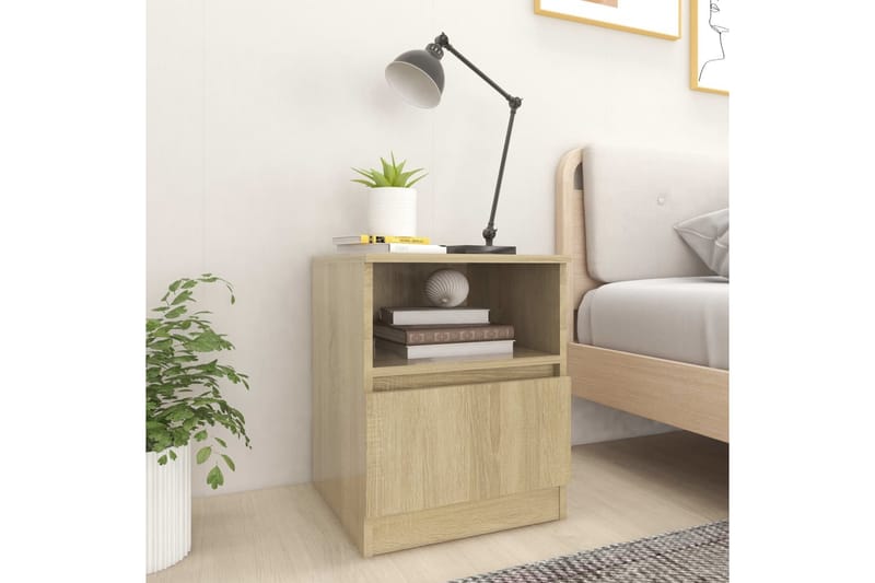Sängbord sonoma-ek 40x40x50 cm spånskiva - Brun - Möbler - Bord & matgrupper - Avlastningsbord - Sängbord & nattduksbord