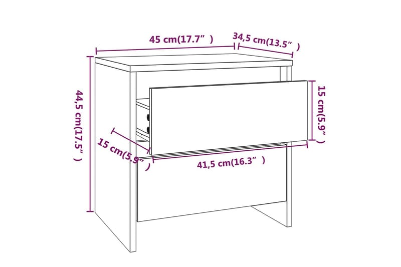 Sängbord sonoma ek 45x34,5x44,5 cm spånskiva - Brun - Möbler - Bord & matgrupper - Avlastningsbord - Sängbord & nattduksbord