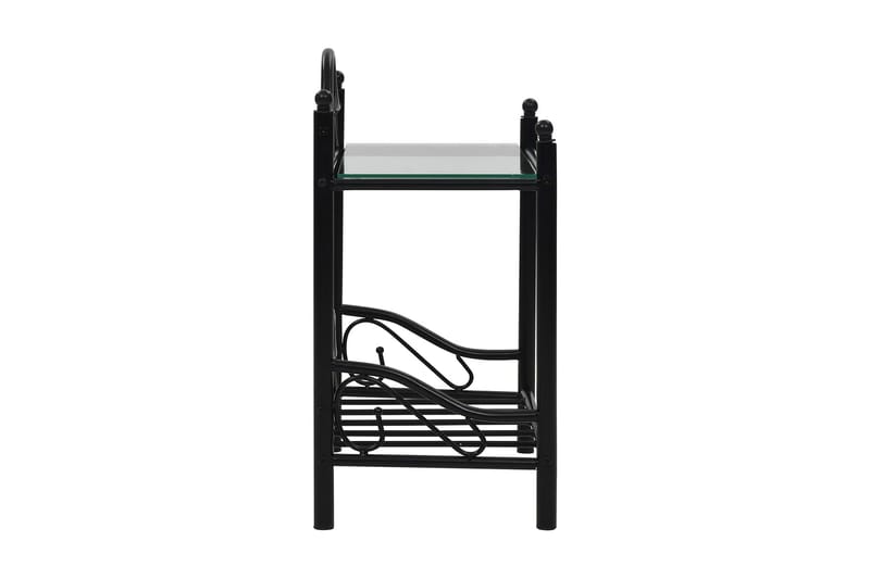 Sängbord stål och härdat glas 45x30,5x60 cm svart - Svart - Möbler - Bord & matgrupper - Avlastningsbord - Sängbord & nattduksbord