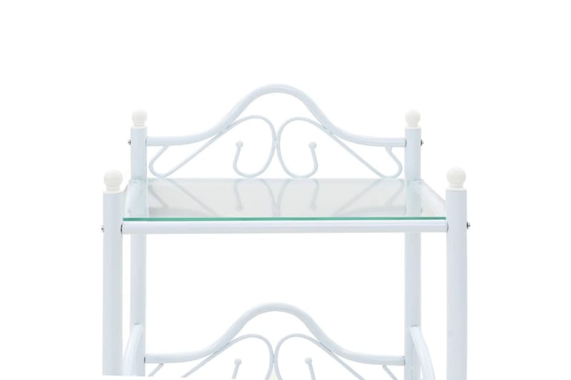 Sängbord stål och härdat glas 45x30,5x60 cm vit - Vit - Möbler - Bord & matgrupper - Avlastningsbord - Sängbord & nattduksbord