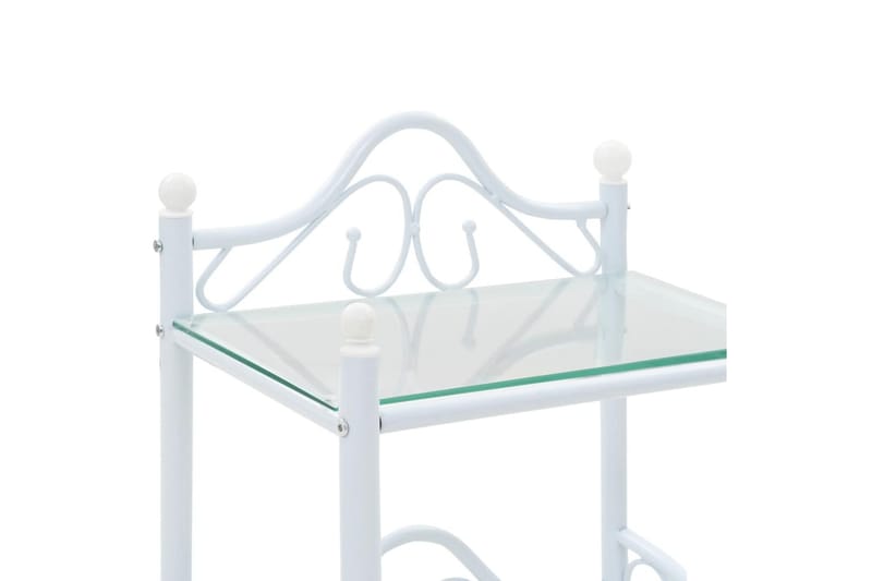 Sängbord stål och härdat glas 45x30,5x60 cm vit - Vit - Möbler - Bord & matgrupper - Avlastningsbord - Sängbord & nattduksbord