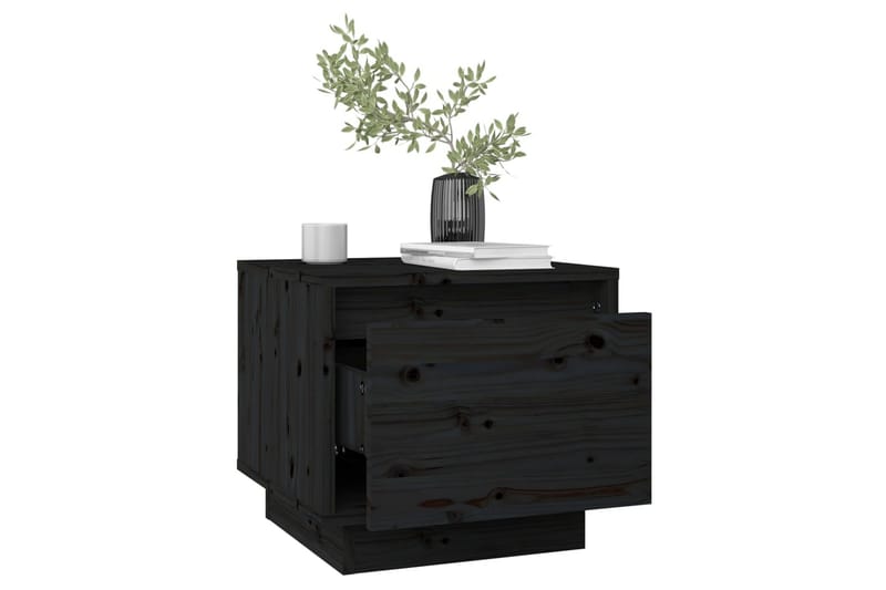 Sängbord svart 35x34x32 cm massiv furu - Svart - Möbler - Bord & matgrupper - Avlastningsbord - Sängbord & nattduksbord