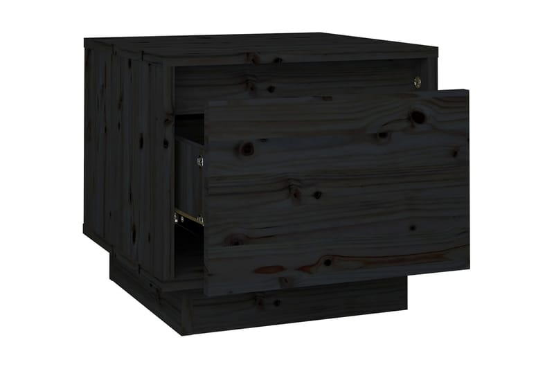 Sängbord svart 35x34x32 cm massiv furu - Svart - Möbler - Bord & matgrupper - Avlastningsbord - Sängbord & nattduksbord