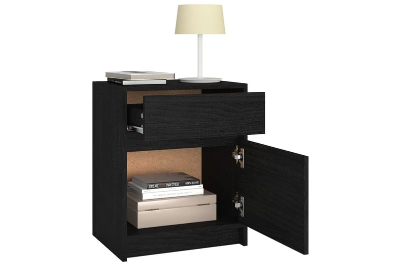 Sängbord svart 40x31x50 cm massiv furu - Svart - Sängbord & nattduksbord