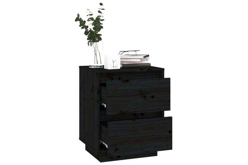 Sängbord svart 40x35x50 cm massiv furu - Svart - Sängbord & nattduksbord