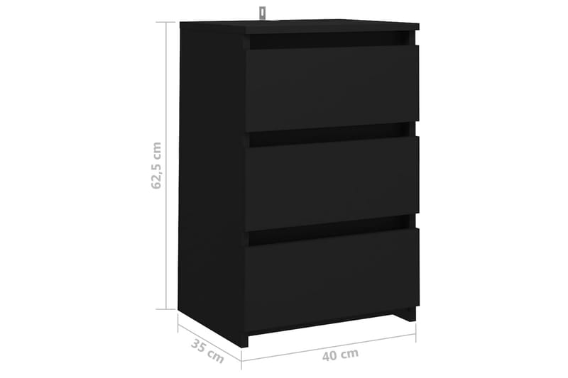 Sängbord svart 40x35x62,5 cm spånskiva - Svart - Möbler - Bord & matgrupper - Avlastningsbord - Sängbord & nattduksbord