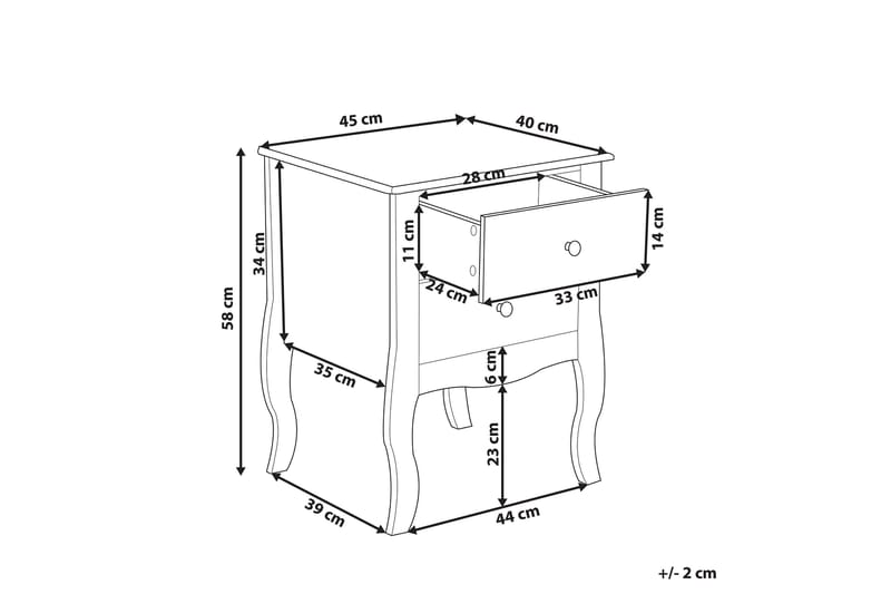 Sängbord vit 2 lådor LANE - Vit - Möbler - Bord & matgrupper - Avlastningsbord - Sängbord & nattduksbord