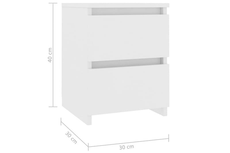 Sängbord vit 30x30x40 cm spånskiva - Vit - Sängbord & nattduksbord