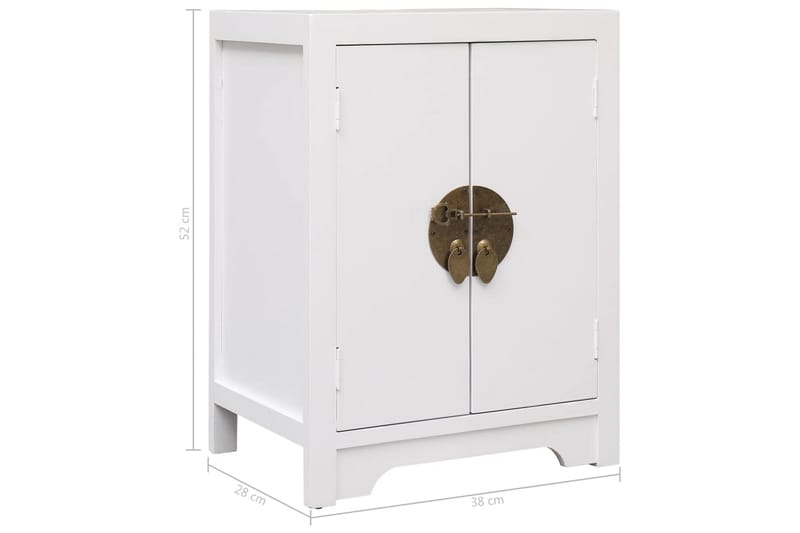 Sängbord vit 38x28x52 cm paulownia - Vit - Möbler - Bord & matgrupper - Avlastningsbord - Sängbord & nattduksbord