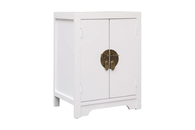 Sängbord vit 38x28x52 cm paulownia - Vit - Möbler - Bord & matgrupper - Avlastningsbord - Sängbord & nattduksbord