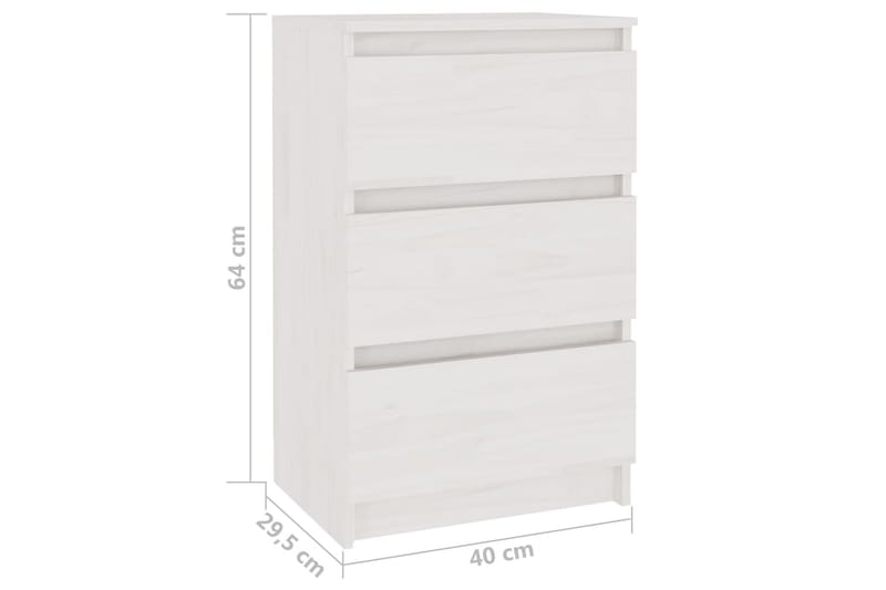 Sängbord vit 40x29,5x64 cm massiv furu - Vit - Sängbord & nattduksbord