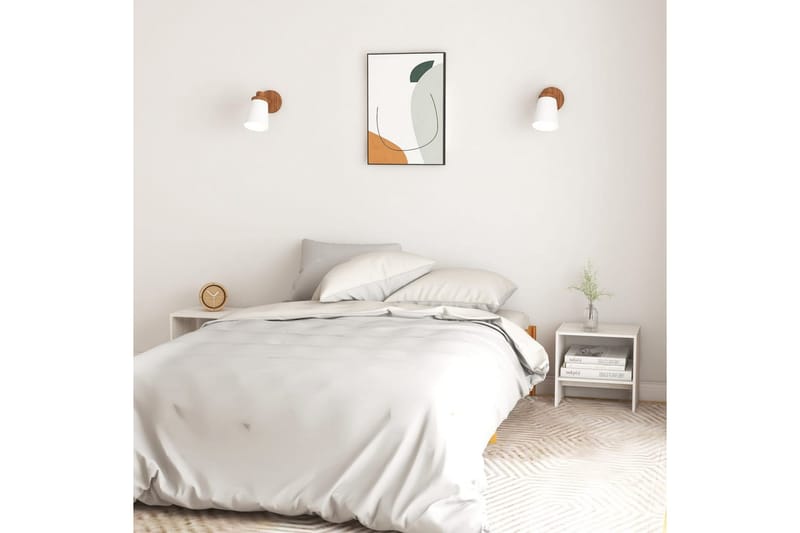 Sängbord vit 40x30,5x40 cm massiv furu - Vit - Möbler - Bord & matgrupper - Avlastningsbord - Sängbord & nattduksbord