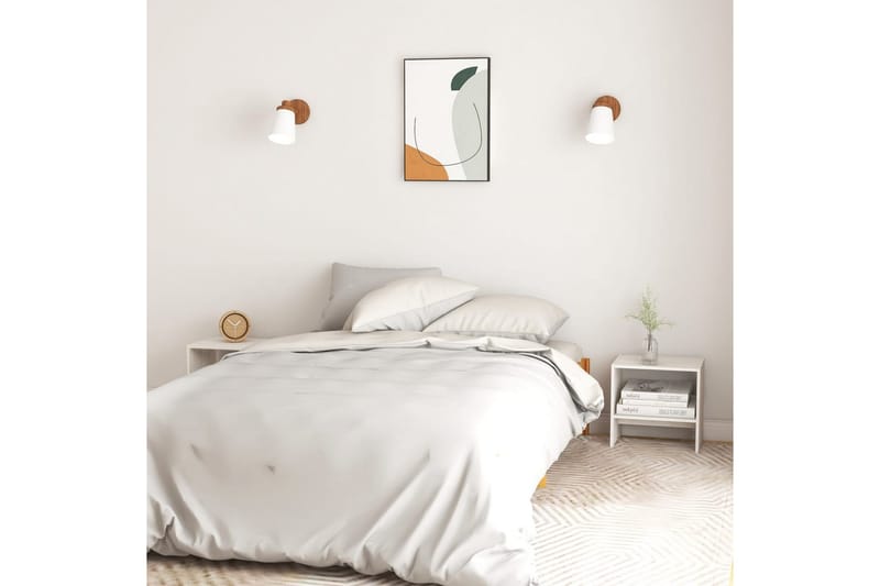Sängbord vit 40x30,5x40 cm massiv furu - Vit - Sängbord & nattduksbord