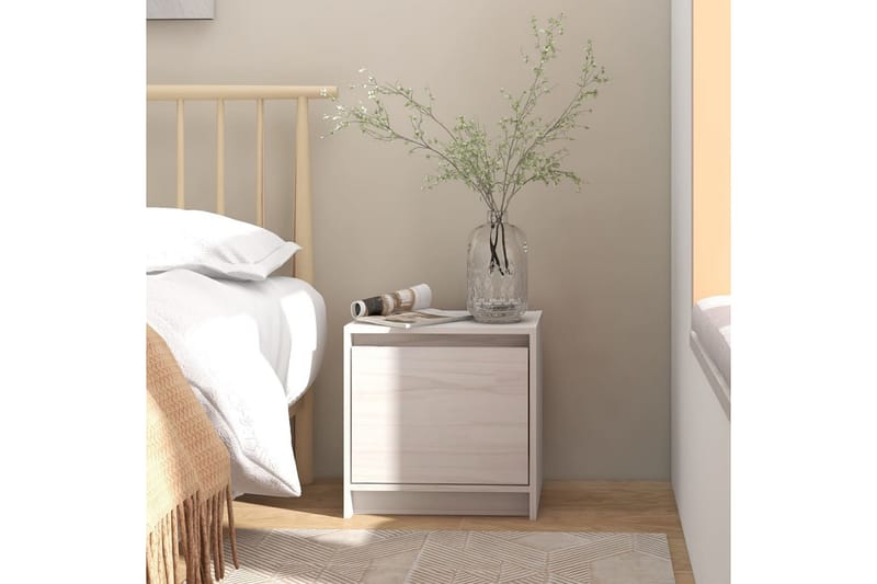 Sängbord vit 40x30,5x40 cm massiv furu - Vit - Möbler - Bord & matgrupper - Avlastningsbord - Sängbord & nattduksbord