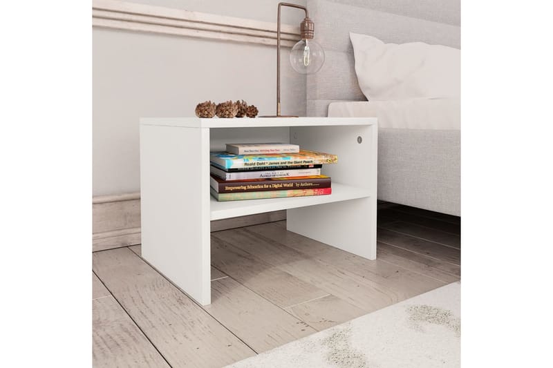 Sängbord vit 40x30x30 cm spånskiva - Vit - Sängbord & nattduksbord